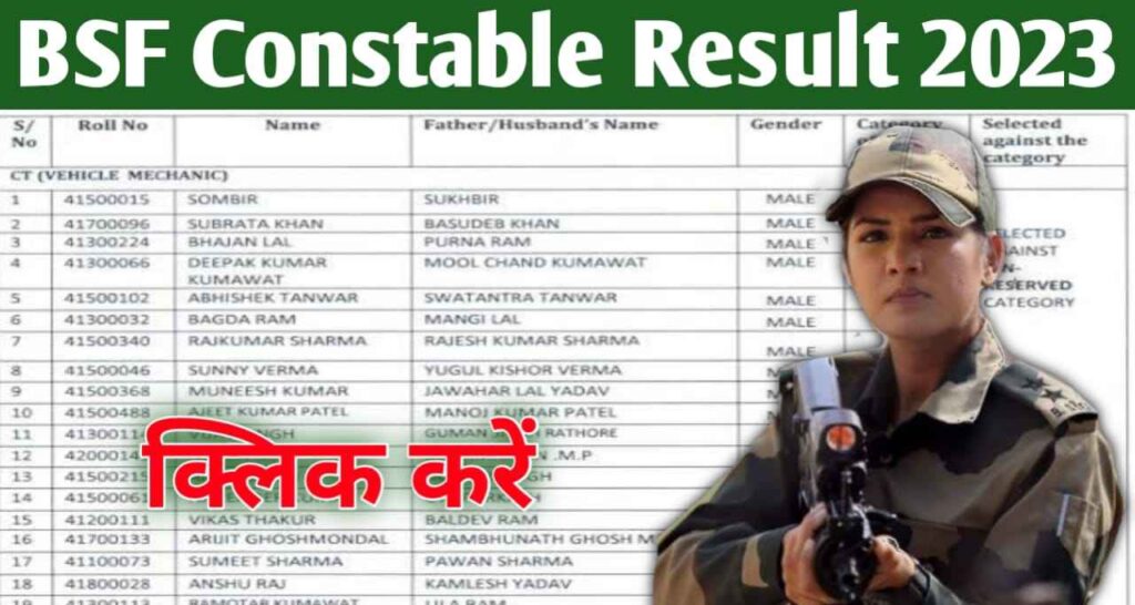 Bsf Constable Result 2023